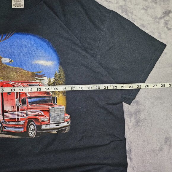Fruit of the Loom Men's Semi Truck "Follow The Eagle" Black Size XL - Picture 6 of 7